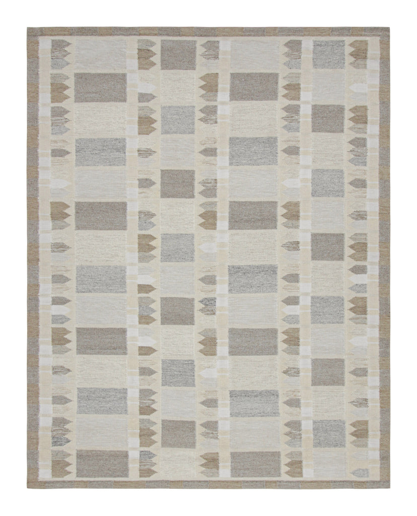 Scandinavian Deco Rug In Beige Brown With Geometric Patterns