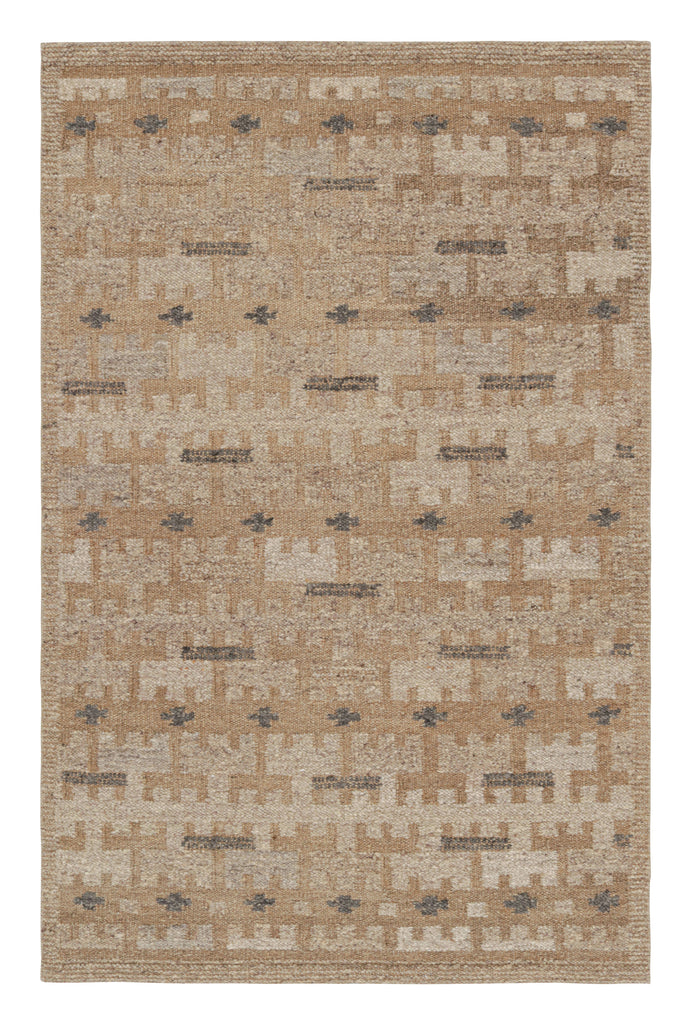 Scandinavian Rug In Beige Brown Geometric Patterns