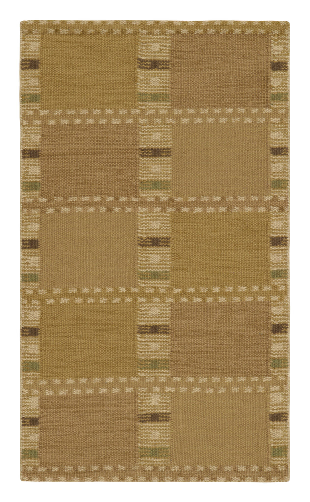 Scandinavian Rug In Gold With Geometric Patterns 3×5