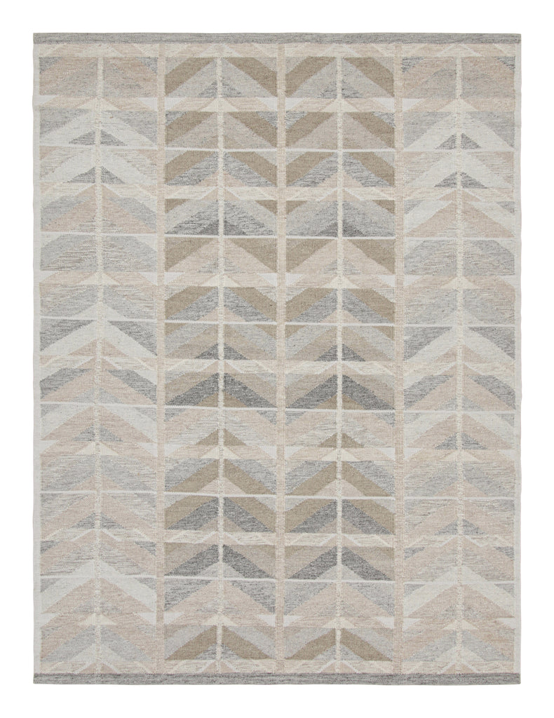 Scandinavian Rug With Beige Brown Geometric Patterns