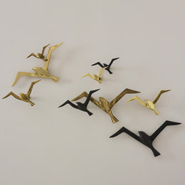 Set of 3, Metallic Flock Wall Decor : Set of 3, Metallic Flock Wall Decor (Brass)