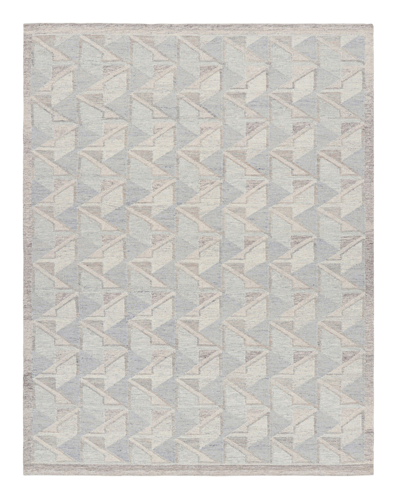 Scandinavian Rug In Blue & Gray Geometric Pattern