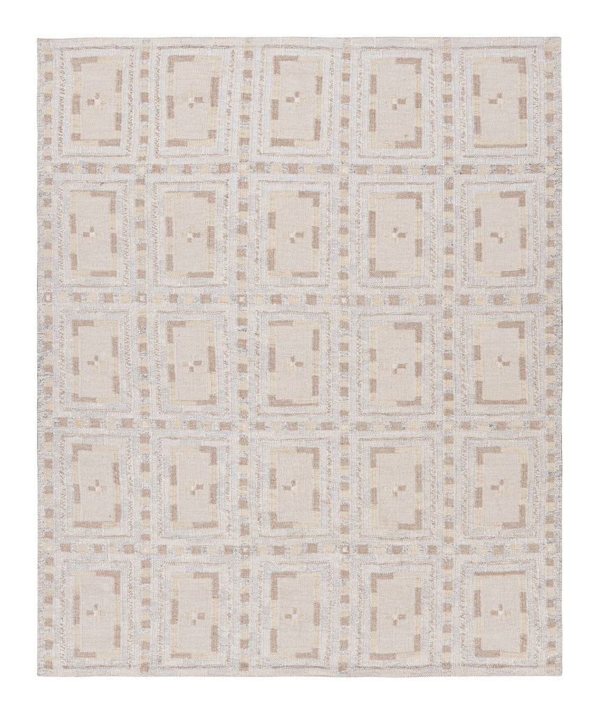 Scandinavian Rug In White Beige Geometric Pattern