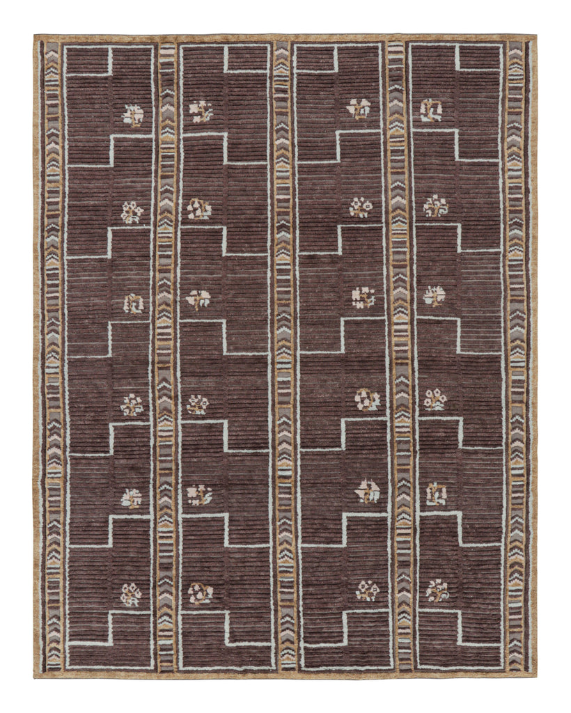 Scandinavian Rug in Beige-Brown Geometric Patterns