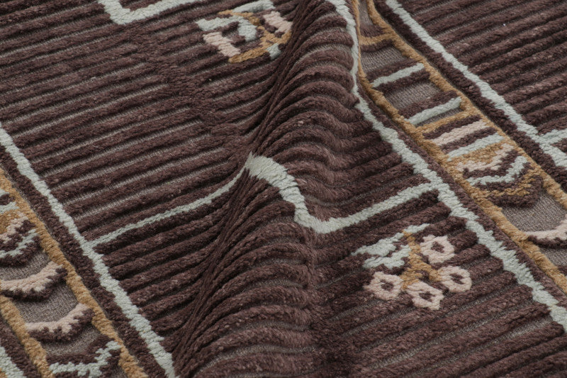 Scandinavian Rug in Beige-Brown Geometric Patterns