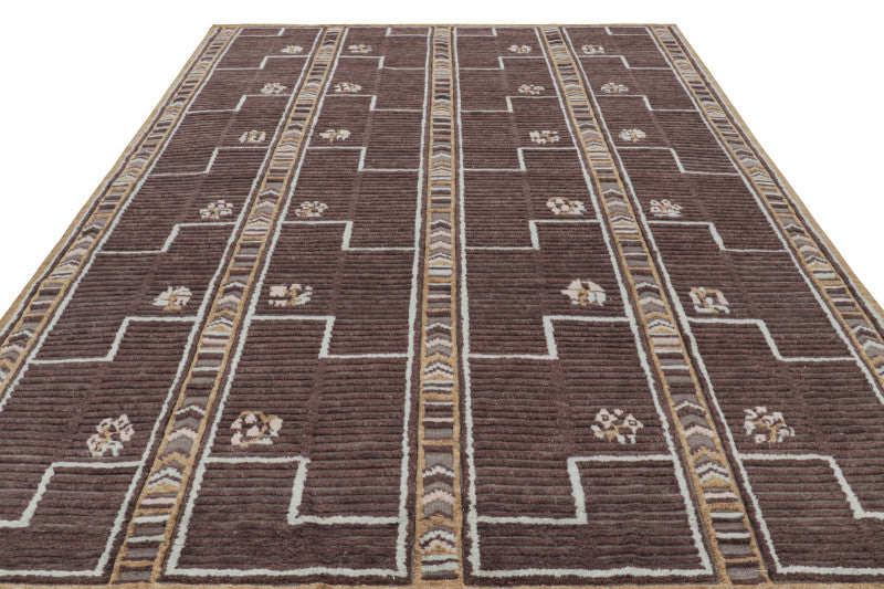 Scandinavian Rug in Beige-Brown Geometric Patterns