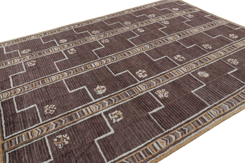 Scandinavian Rug in Beige-Brown Geometric Patterns