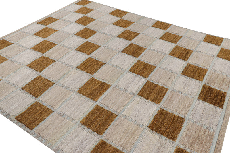 Scandinavian Rug in Gray and Brown Geometric Patterns