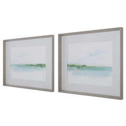 Green Ribbon Coast Framed Prints, Set Of 2