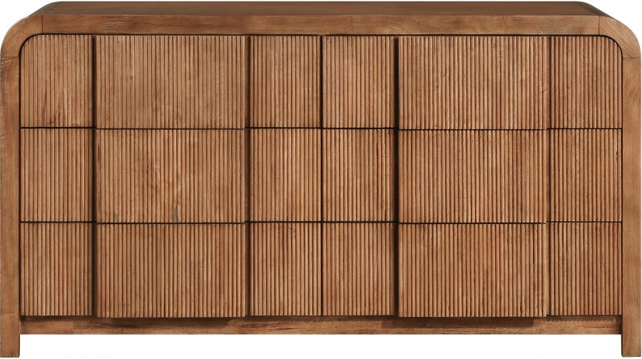 Fluted Solid Wood And Oak Veneer Dresser, Walnut