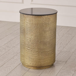 Hemp Etched Barrel Table : Hemp Etched Barrel Table (Antique Brass)