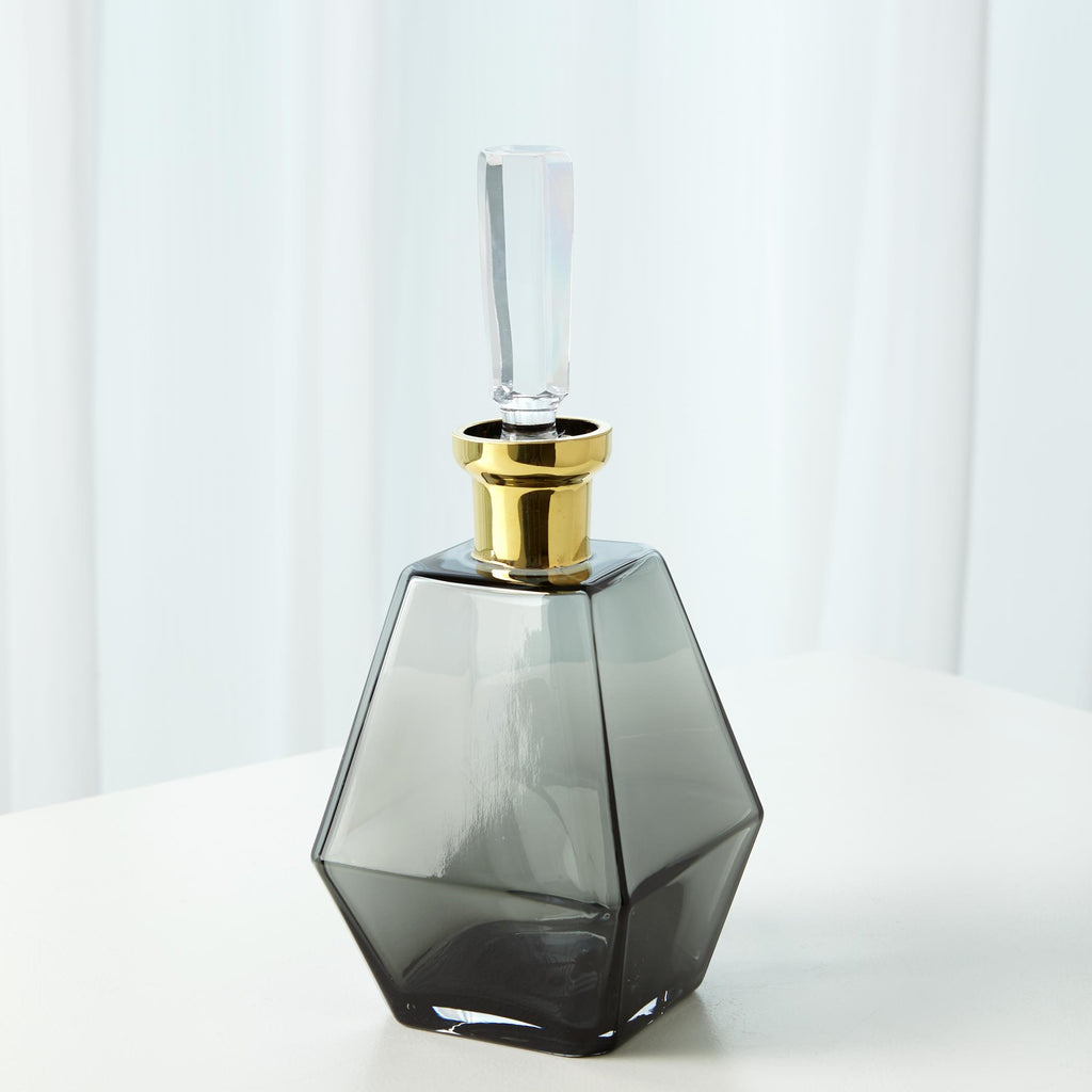 Smoke Decanter with Gold Neck, Smoke Decanter w/Gold Neck