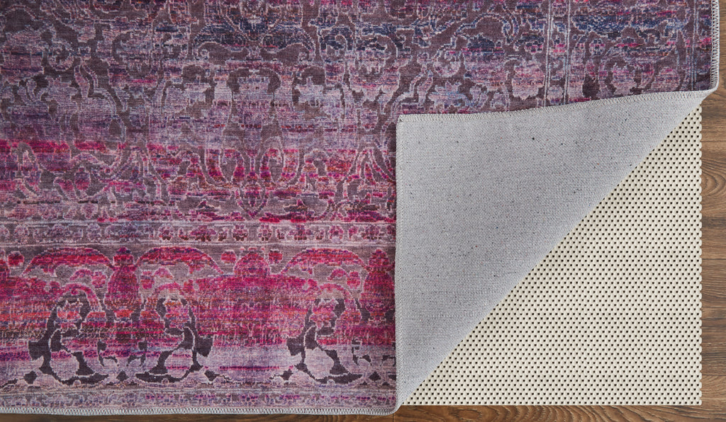 Voss Transitional Distressed Pink Purple Area Rug (2' x 3')