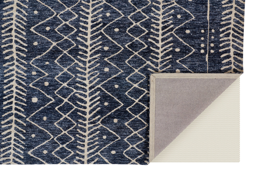 Colton Modern Geometric Blue Ivory Area Rug (9'6" x 13'6")