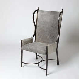 Iron Wing Chair with Grey Hair,