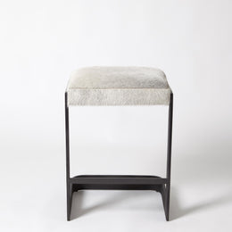 Regan Low Bar Stool with Grey Hair, Graphite