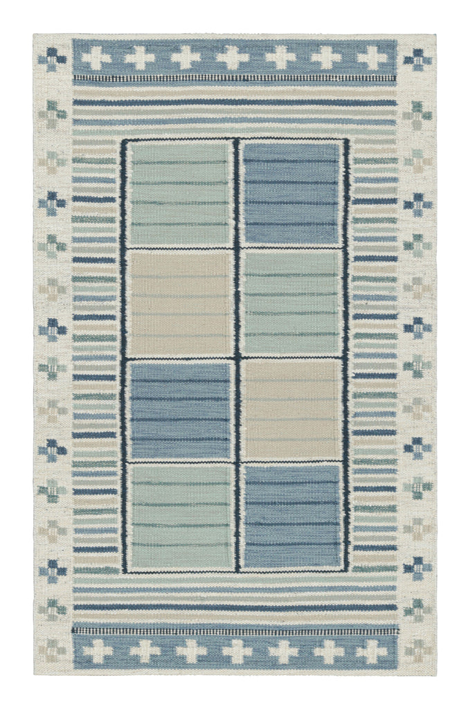 Scandinavian Scatter Rug in Light Blue with Geometric Patterns