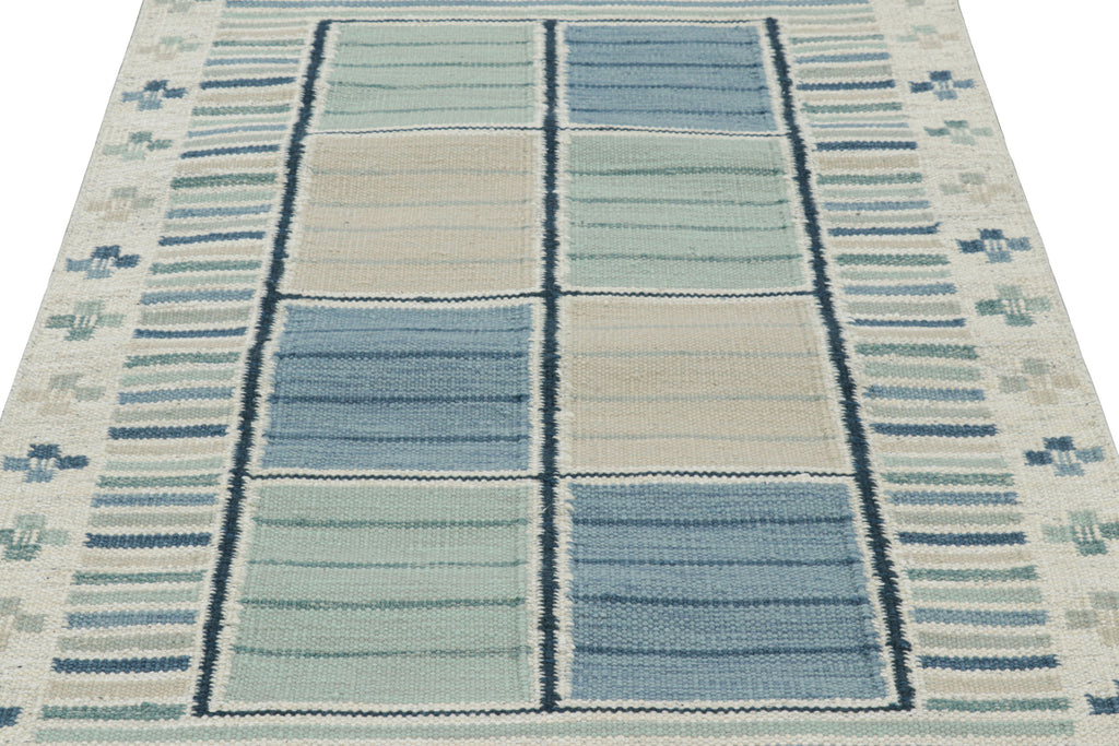 Scandinavian Scatter Rug in Light Blue with Geometric Patterns