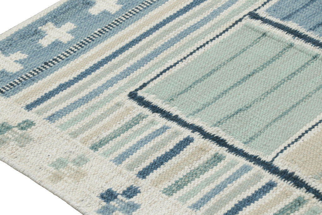 Scandinavian Scatter Rug in Light Blue with Geometric Patterns