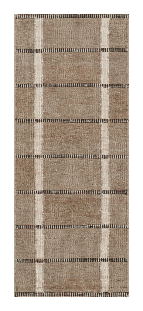 Scandinavian Rug In Brown With Black & White Stripes