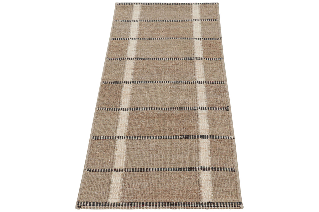 Scandinavian Rug In Brown With Black & White Stripes