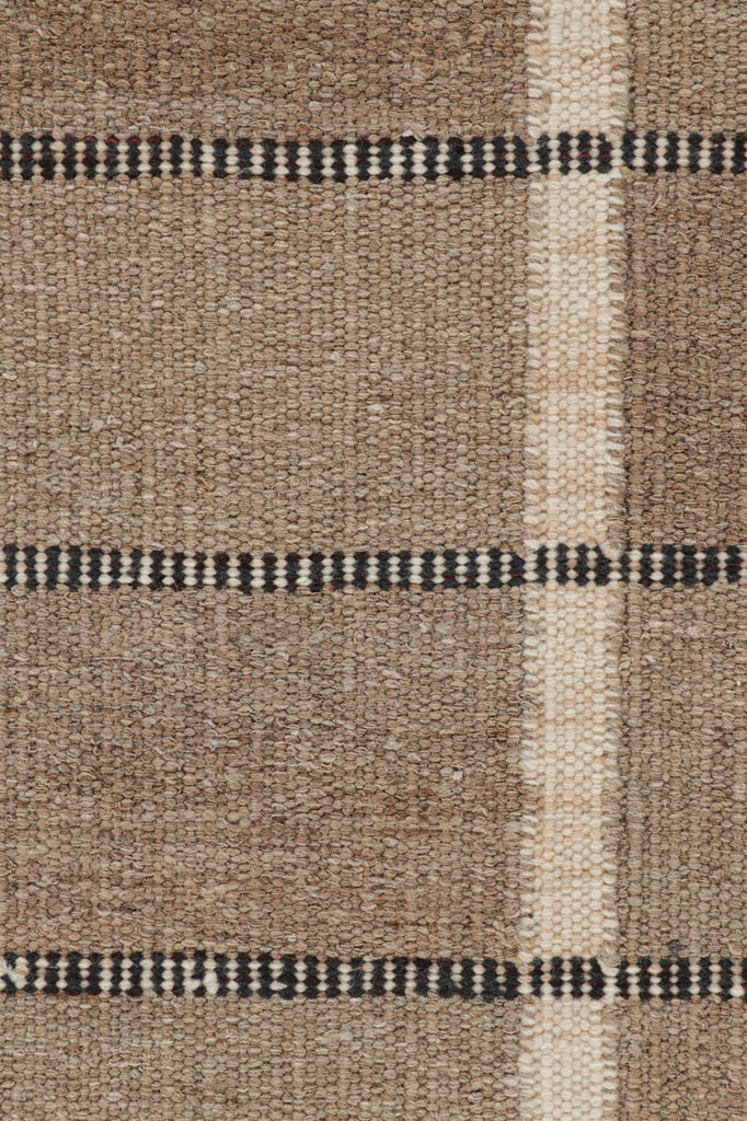 Scandinavian Rug In Brown With Black & White Stripes