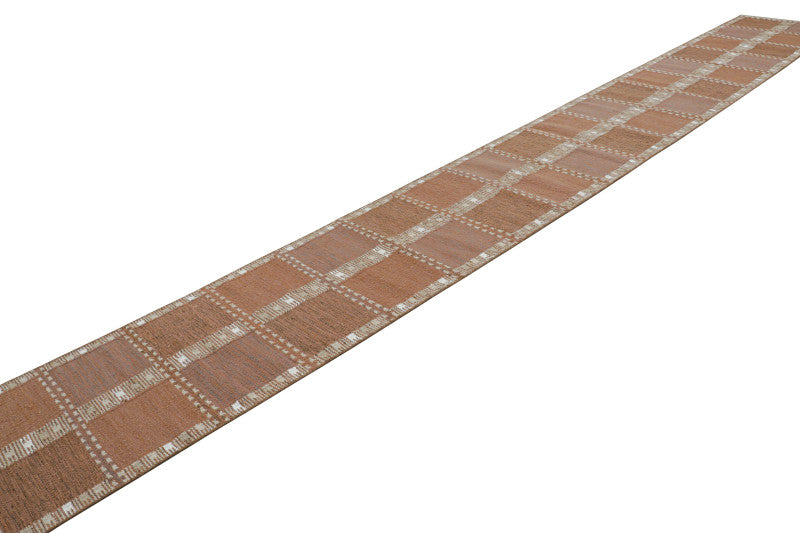 Extra Long Scandinavian Runner Rug with Geometric Patterns