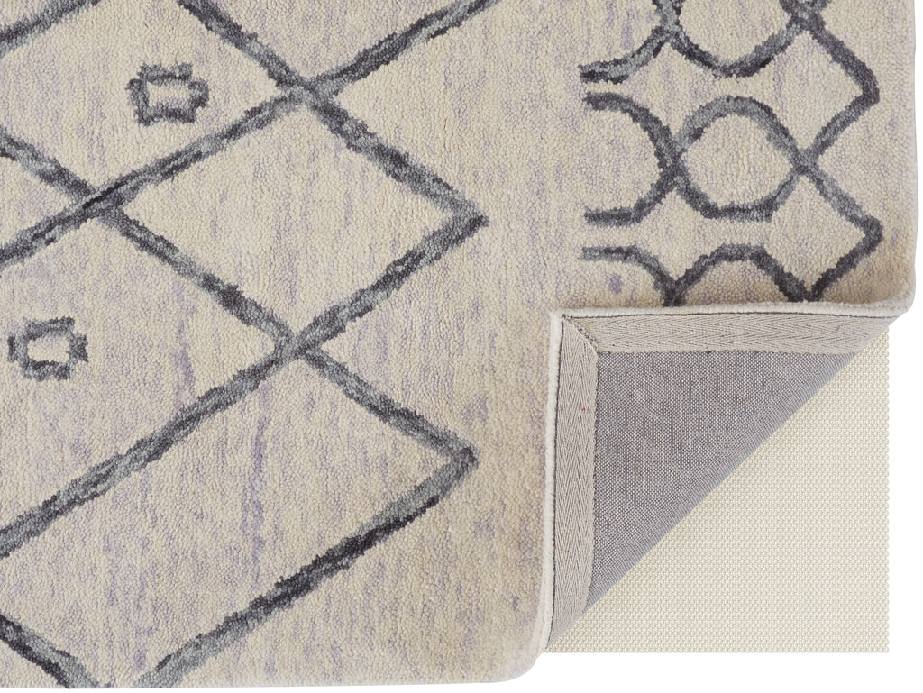 Hansel I Transitional Geometric Gray Ivory Area Rug (4' x 6')