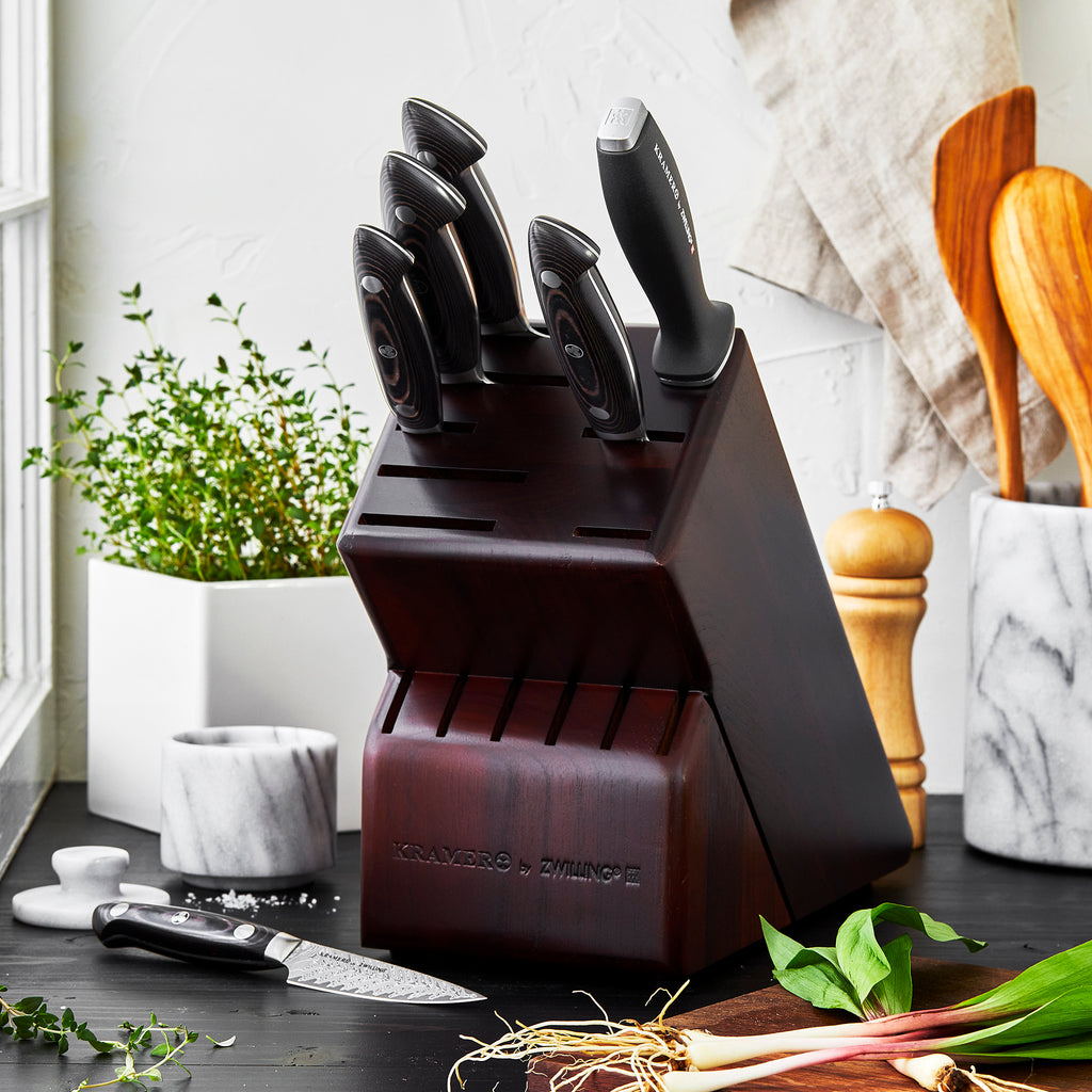 7-Piece Knife Block Set Kramer - Euroline Stainless Damascus Collection