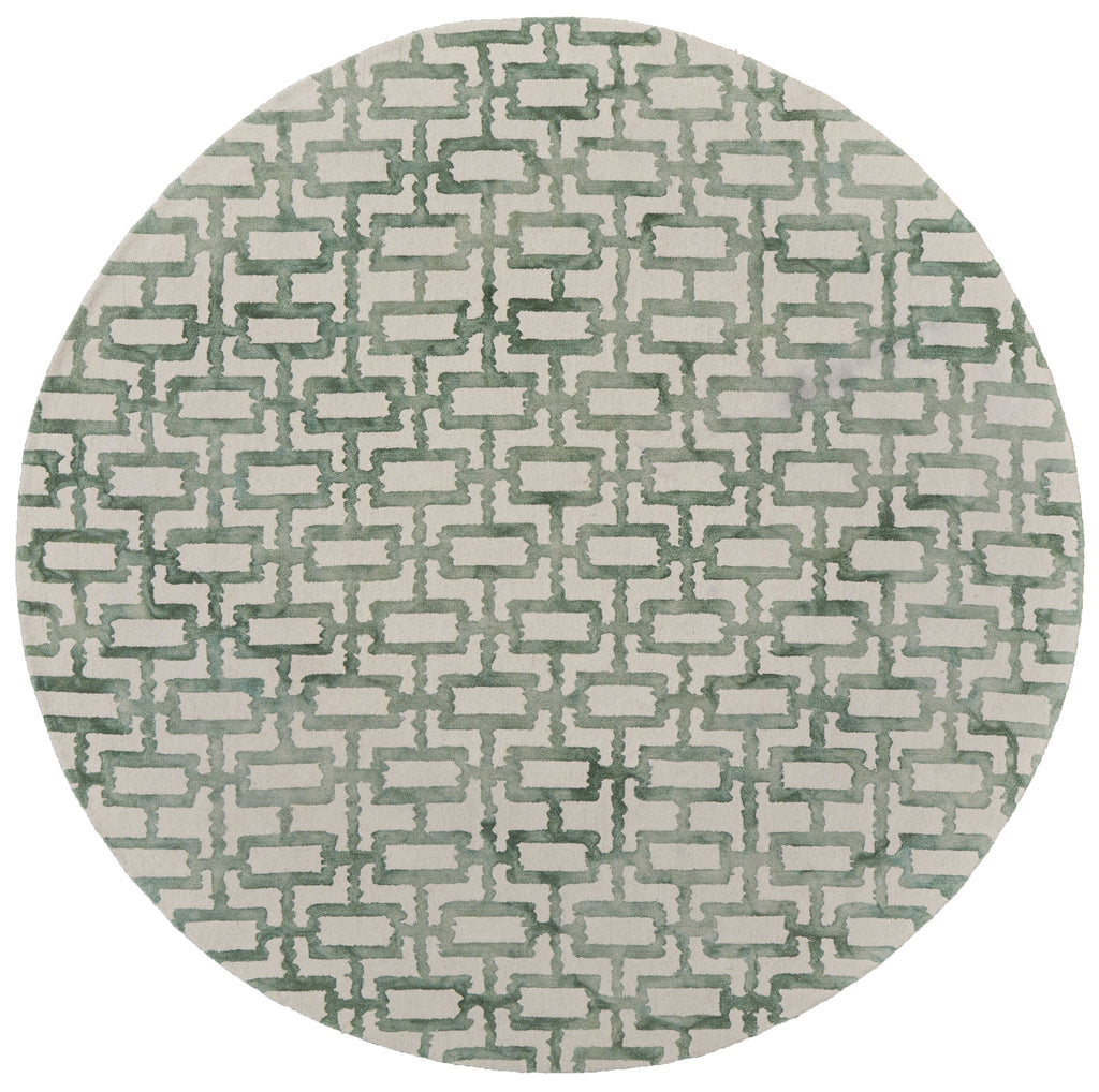 Lorrain Modern Geometric Ivory Green Area Rug (10' x 10')