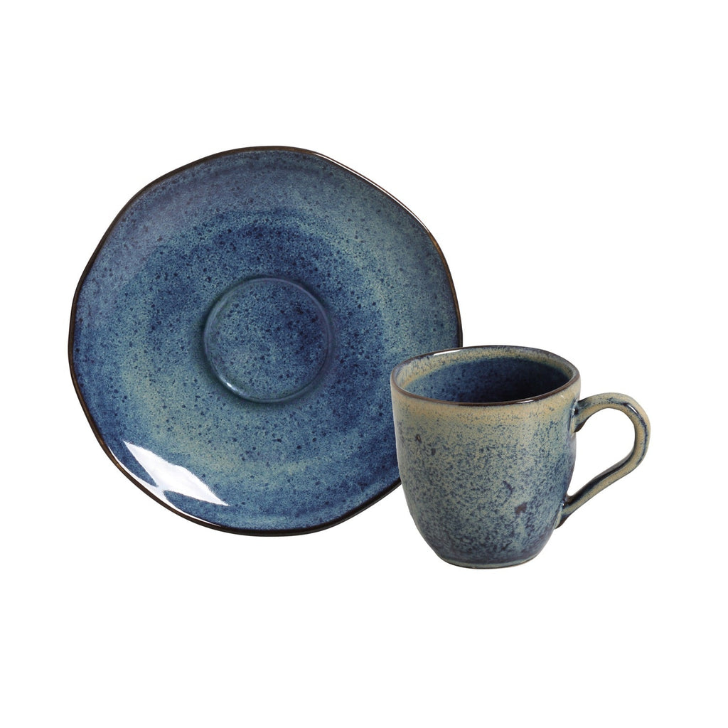 Denim Coffee Cups & Saucers, Set of 6