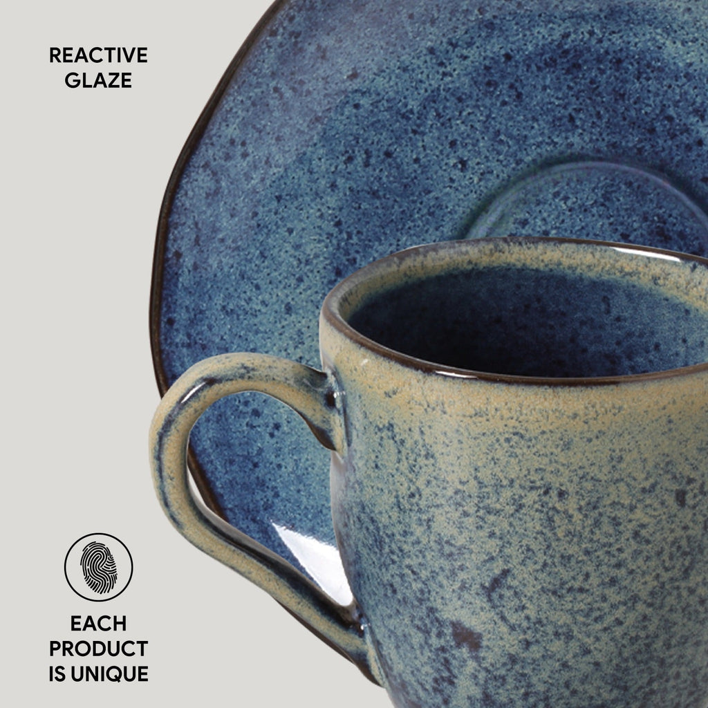 Denim Coffee Cups & Saucers, Set of 6