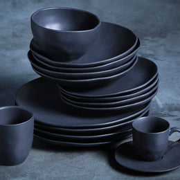 Matte Black Coffee Cups & Saucers, Set of 6