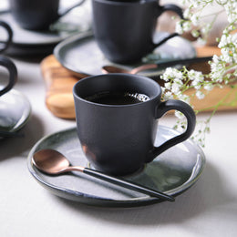 Dust Coffee Cups & Saucers, Set of 6 (Glazed)