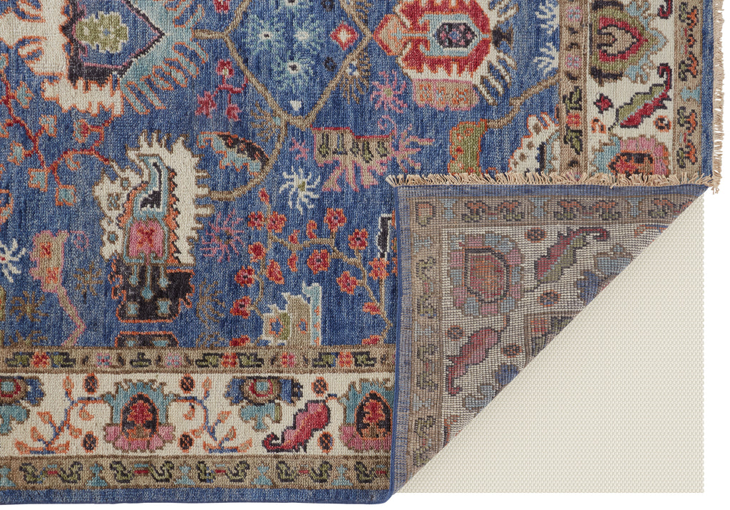 Beall Traditional Oriental Blue Red Area Rug (11'6" x 15')