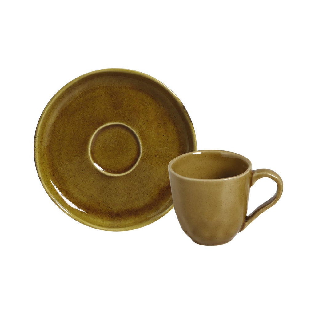 Amber Coffee Cups & Saucers, Set of 6