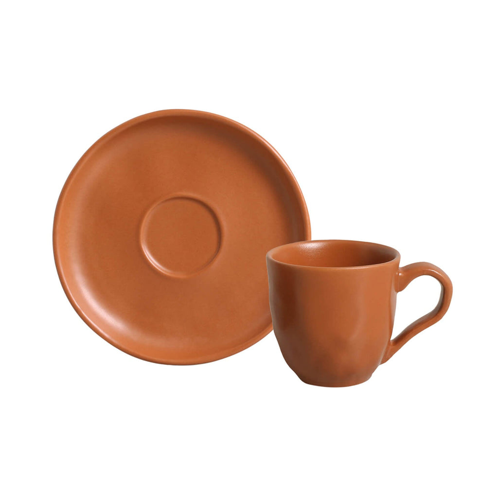 Terracotta Coffee Cups & Saucers, Set of 6