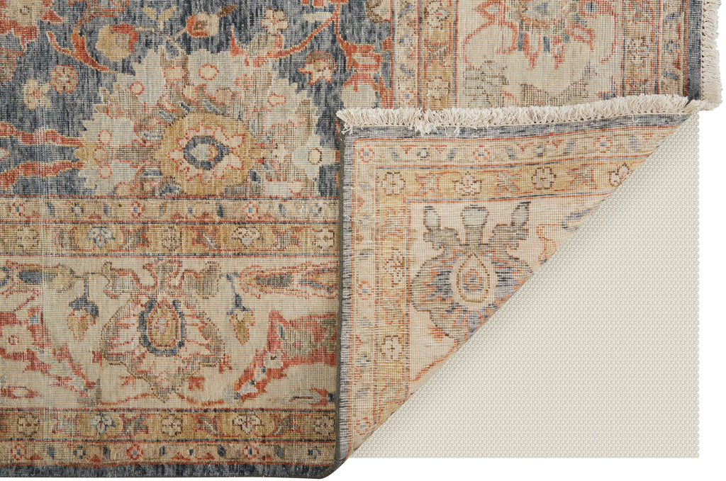 Marabel Traditional Oriental Tan Blue Orange Area Rug (7'9" x 9'9")