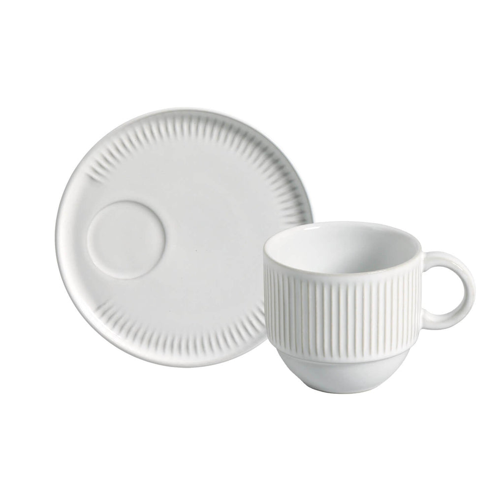 New White Coffee Cups & Saucers, Set of 6