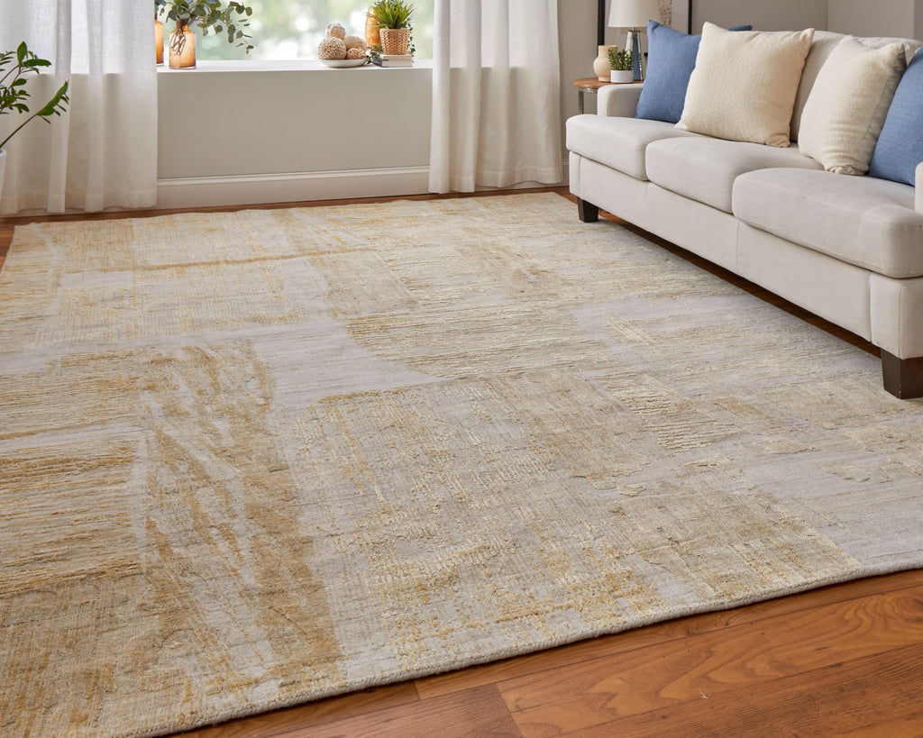 Eastfield Modern Abstract Yellow Ivory Gold Area Rug (5' x 8' / Pattern 1)