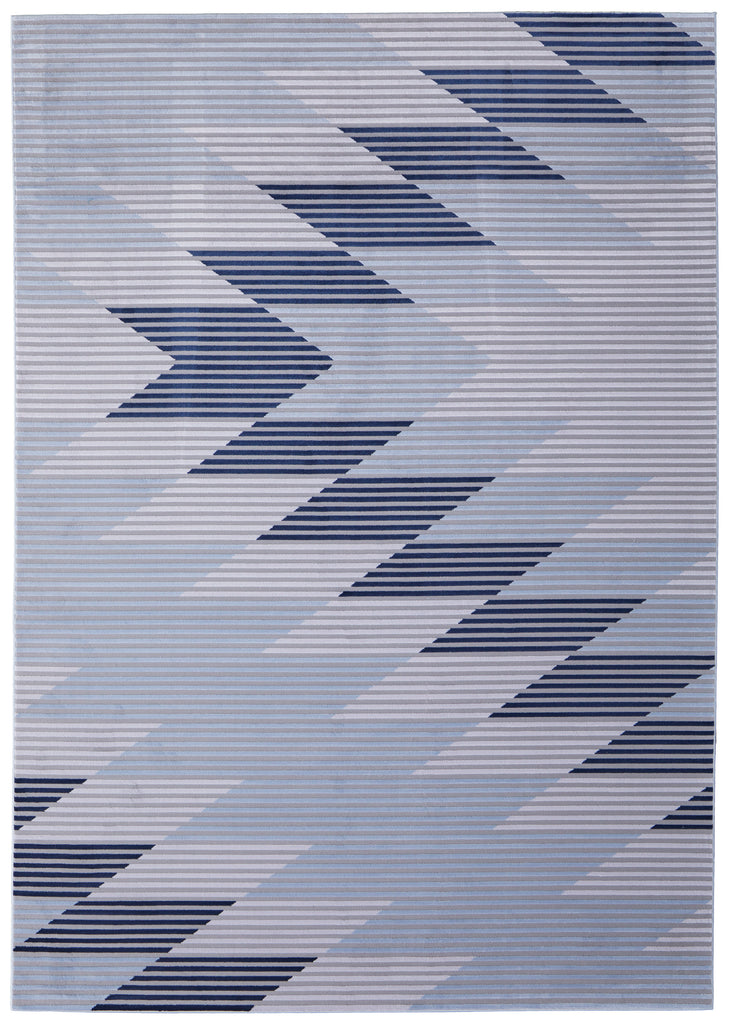 Marigold Modern Geometric Blue Gray White Area Rug (8' x 11')