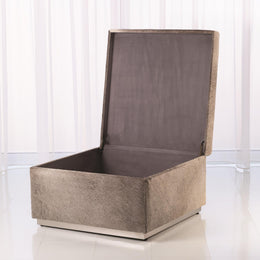 Metro Square Storage Ottoman, Grey Hair, on, Hide