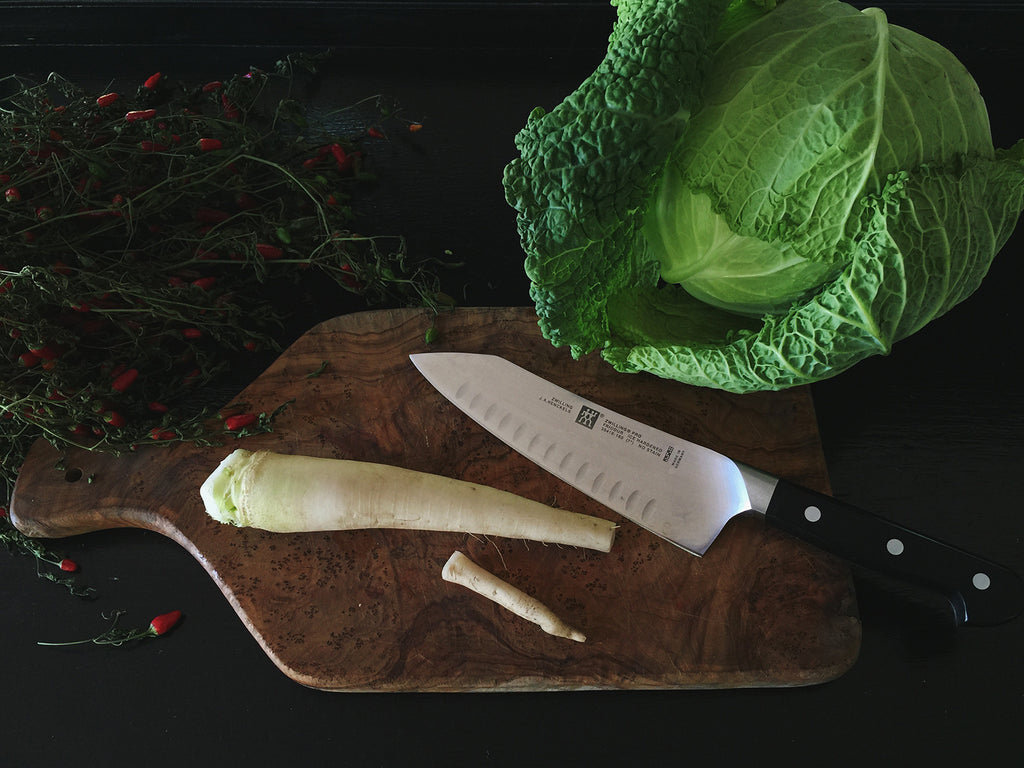 7" Hollow Edge Rocking Santoku Knife Pro