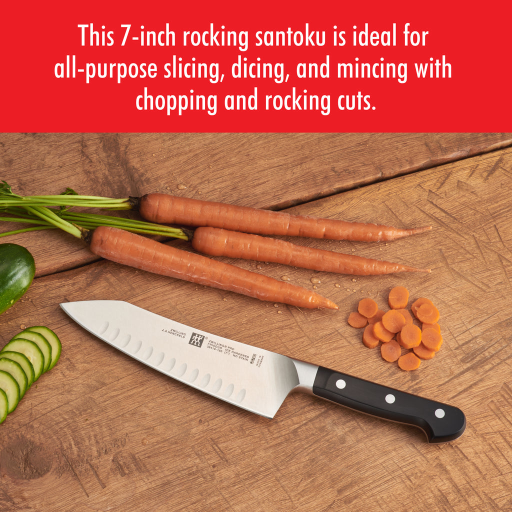 7" Hollow Edge Rocking Santoku Knife Pro