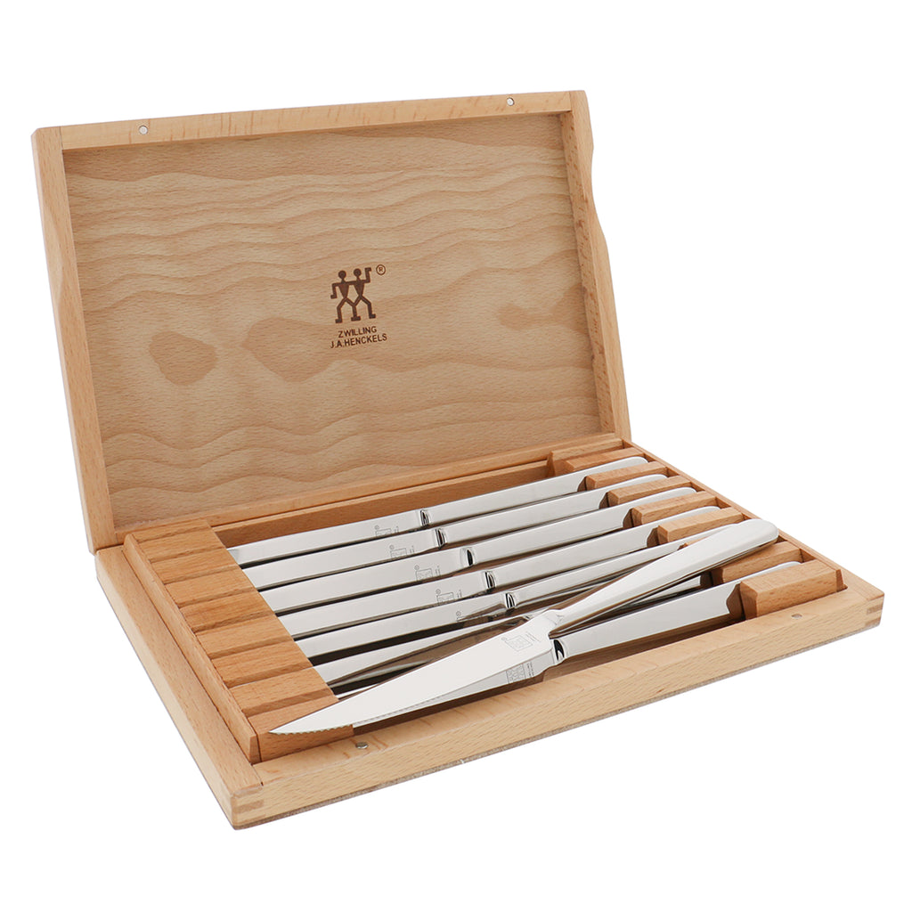 8-Piece Stainless Steel Steak Knife Set With Wood Presentation Case Steak Sets