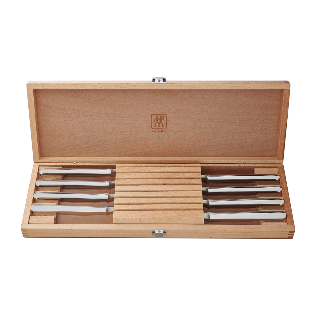 8-Piece Stainless Steel Serrated Steak Knife Set With Wood Presentation Case Steak Sets