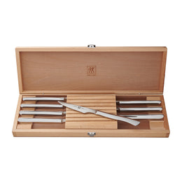 8-Piece Stainless Steel Serrated Steak Knife Set With Wood Presentation Case Steak Sets