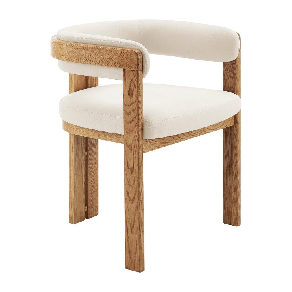 Blixa Armchair in Natural with Beige Fabric Seat