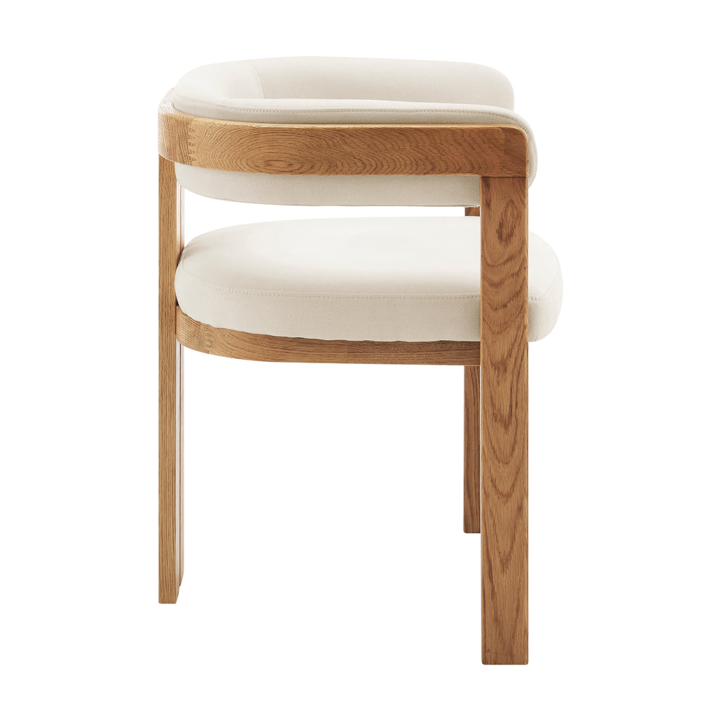 Blixa Armchair in Natural with Beige Fabric Seat