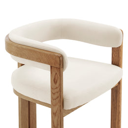 Blixa Armchair in Natural with Beige Fabric Seat